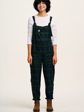 Lucy & Yak Original Dungarees Forest Tartan UK 12/ US8 NWT Brushed Cotton